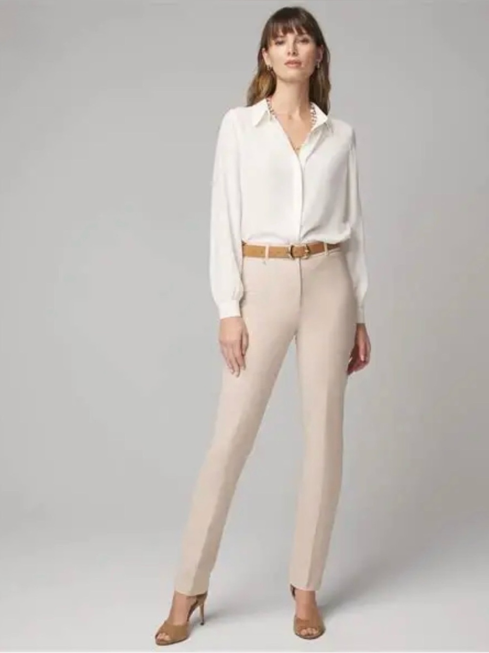 White House Black Market Ines Comfort Stretch Curvy Slim Ankle Pants Biscotti 6